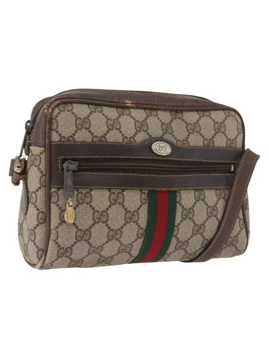 GUCCI Handbags - Authentic GUCCI GG Supreme Web Sherry Line Shoulder Bag PVC Beige Gold 010 378